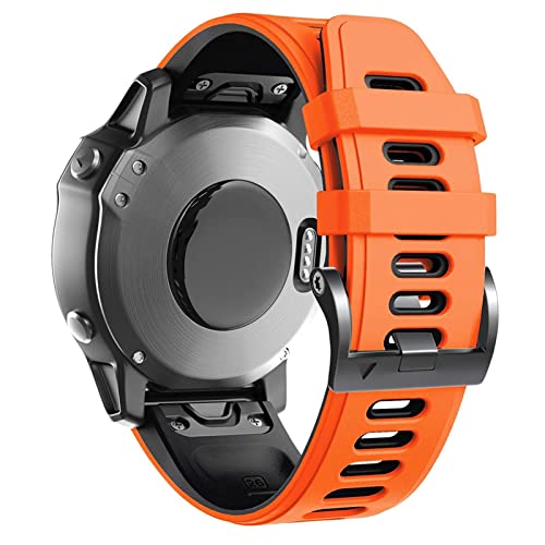 Quickfit Armband für Garmin Fenix 6 6 Pro Silikon Easyfit Handgelenk Strap Für Fenix 6X 5X 5X Plus 3 3HR Watch 26 22mm Strap（Orange/Schwarz，Fenix 7X von HBYLEE