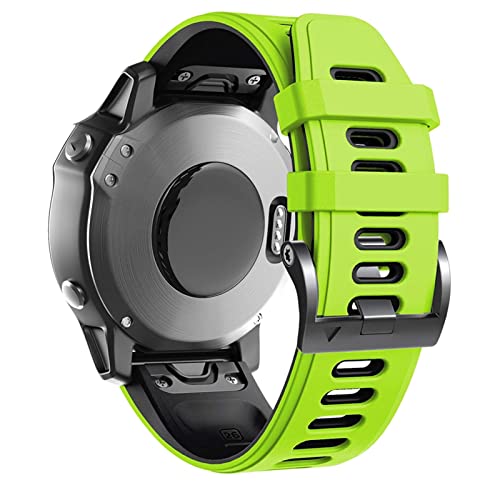 Quickfit Armband für Garmin Fenix 6 6 Pro Silikon Easyfit Handgelenk Strap Für Fenix 6X 5X 5X Plus 3 3HR Watch 26 22mm Strap（grün/schwarz，22mm Fenix 5 5Plus von HBYLEE