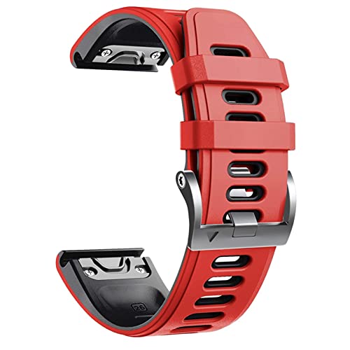 Quickfit Armband für Garmin Fenix 6 6 Pro Silikon Easyfit Handgelenk Strap Für Fenix 6X 5X 5X Plus 3 3HR Watch 26 22mm Strap（rot/schwarz，Fenix 7 von HBYLEE