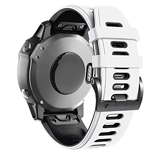 Quickfit Armband für Garmin Fenix 6 6 Pro Silikon Easyfit Handgelenk Strap Für Fenix 6X 5X 5X Plus 3 3HR Watch 26 22mm Strap（weiß/schwarz，22mmFenix 6 Pro von HBYLEE