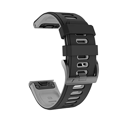 Silikon-Armband für Garmin Fenix Fenix 7X Fenix 7 Watch Schnellverschluss Easy Fit Armband 26 22 mm Strap（Schwarz/Grau，Fenix 7 von HBYLEE