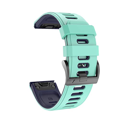 Silikon-Armband für Garmin Fenix Fenix 7X Fenix 7 Watch Schnellverschluss Easy Fit Armband 26 22 mm Strap（blaugrün，Fenix 7X von HBYLEE