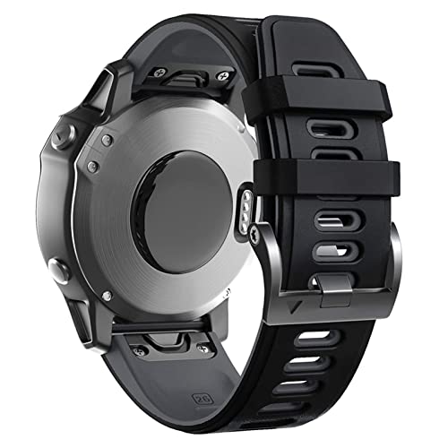 Silikon-Quickfit-Armband für Garmin Fenix 7X Fenix 7 Fenix 7S Watch Easyfit Armband 20 26 22 mm（Schwarz/Grau，22mm Fenix 7 von HBYLEE