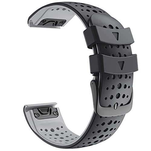 Silikon-Uhrenarmband für Garmin Fenix 7 7X Forerunner 935 945, EasyFit-Armband, 22 mm（Schwarz/Grau，Forerunner 935 945 von HBYLEE