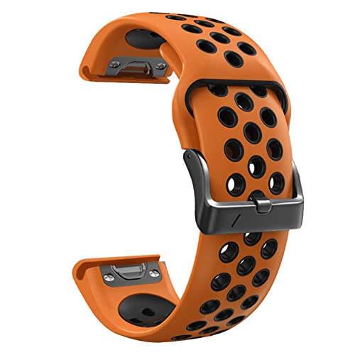 Silikon-Uhrenarmband mit Schnellverschluss, für Garmin Fenix 7X 7 Uhren, Easyfit-Armband, 26, 22 mm（Orange/Schwarz，22 mm von HBYLEE