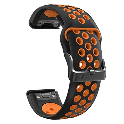 Silikon-Uhrenarmband mit Schnellverschluss, für Garmin Fenix 7X 7 Uhren, Easyfit-Armband, 26, 22 mm（Schwarz/Orange，FOR Fenix 7 von HBYLEE