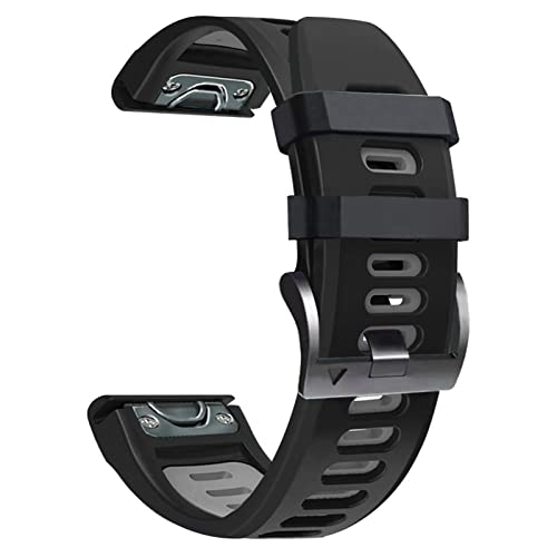 Sport-Silikon-Smart-Armband für Garmin Fenix 7, 7X, 6X, 6, Pro, 5X, 5 Plus, 3HR, einfache Passform, Schnellverschluss, 26 22 mm Armbänder（Schwarz，26mm Fenix 3 3HR von HBYLEE