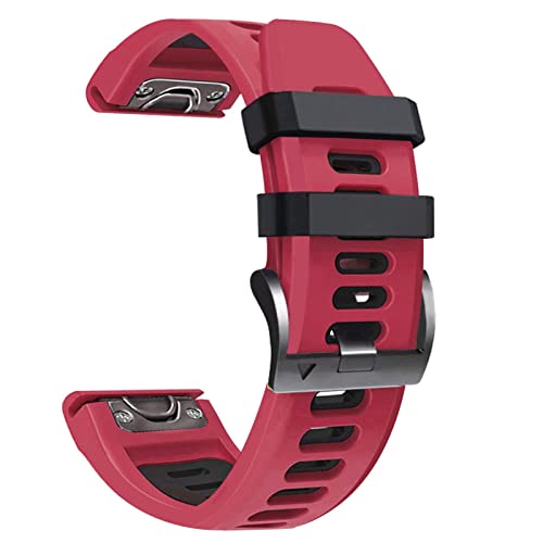 Sport-Silikon-Smart-Armband für Garmin Fenix 7, 7X, 6X, 6, Pro, 5X, 5 Plus, 3HR, einfache Passform, Schnellverschluss, 26 22 mm Armbänder（rot，26mm D2 MK2i Enduro von HBYLEE