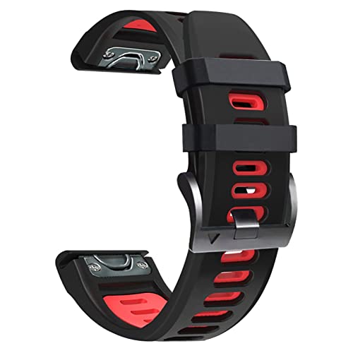 Sport-Silikon-Smart-Armband für Garmin Fenix 7, 7X, 6X, 6, Pro, 5X, 5 Plus, 3HR, einfache Passform, Schnellverschluss, 26 22 mm Armbänder（schwarz/rot，26mm D2 MK2i Enduro von HBYLEE