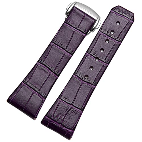 Uhrenarmband aus echtem Leder für Omega Constellation Double Eagle Serie, Herren und Damen, 17 mm / 23 mm Uhrenarmband（violett，17mm gold Clasp) von HBYLEE