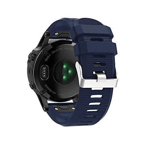 Uhrenarmband für Garmin Fenix 5X 6X 6 5 5S Plus 3 3HR Uhrenarmband mit Schnellverschluss aus Silikon（midnight blue，22mm Fenix 6 5 5Plus von HBYLEE