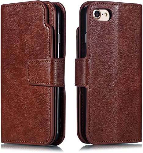 Wallet Case für iPhone 13/13 Mini/13 Pro/13 Pro Max, Premium Leder Flip Wallet Schutzhülle TPU Case mit Kartenfächern Kickstand mit Magnetverschluss （braun，13 mini 5.4" von HBYLEE