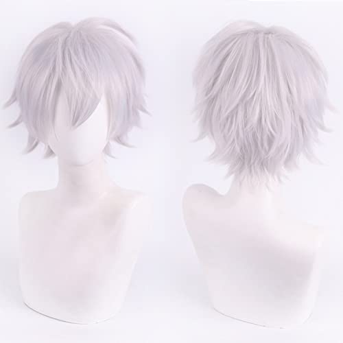 Wig Anime Cosplay Perücke for Fasching Nachtleben CluI Party Dress Up Perücke Cos Perücke Time Man Qiao Lingcheng Hour Black Tie Hair 37 Points Lu Guang Silber Weiß Anti-Warping Lu Guang[Black] von HBYLEE