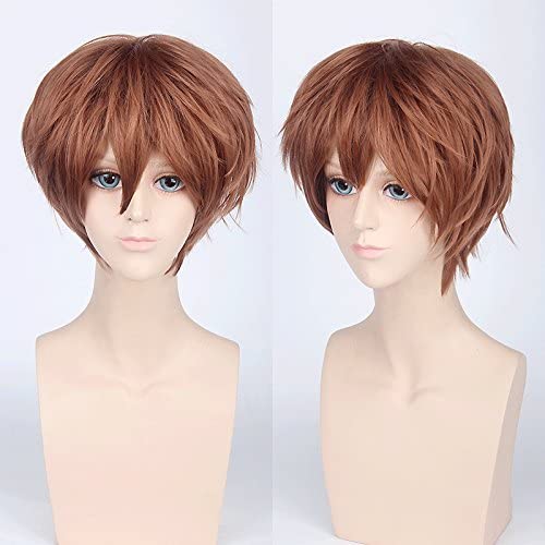 Wig Anime Cosplay Wig for Halloween Fashion Christmas Party Dress Up Wig Cos Wig Juvenile Reverse Warped Short Hair Color Universal Men'S Wig Cosplay Anime Wig Color:002-40 [Farbe:Pl-002-16#braun] von HBYLEE