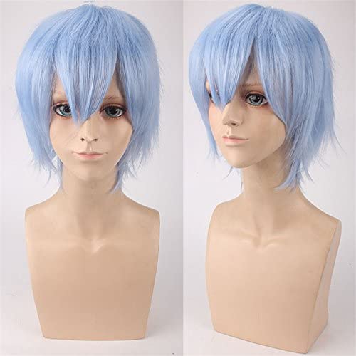 Wig Anime Cosplay Wig for Halloween Fashion Christmas Party Dress Up Wig Cos Wig Juvenile Reverse Warped Short Hair Color Universal Men's Wig Cosplay Anime Wig Color:002-40[Pl-002-23# Wasserblau] von HBYLEE