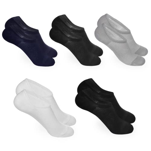 HBselect 5 Paar Füßlinge Baumwolle Bambus Socken zeitlos klassische Farben niedrige Socken No Show Socks Grau Schwarz Weiß von HBselect