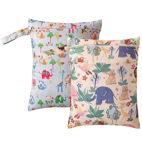 HBselect 2pcs Windeltasche wasserdichte Wiederverwendbare Wickeltasche Beutel mit Reißverschluss Feuchttücher Organiser für Babys und Kleinkind von HBselect