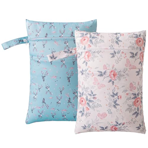 HBselect 2pcs Windeltasche wasserdichte Wiederverwendbare Wickeltasche Beutel mit Reißverschluss Feuchttücher Organiser für Babys und Kleinkind von HBselect
