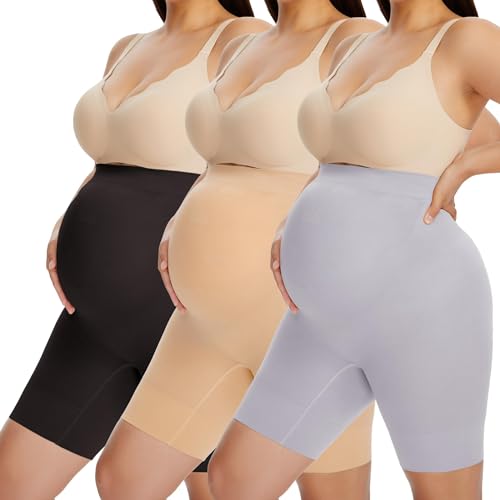 HBselect 3er Damen Seamless Umstands Schwangerschaft Unterhose, Umstands Shapewear für Kleider Nahtlose, Shorts Umstandsslip, Schwangerschaftsslip Langes Bein von HBselect