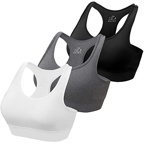 HBselect 3stk Sport BH Bustier Damen Bralette Nathloser mit Polstern Sportbekleidung Polyesterfaser ohne Bügel atmungsaktiv Joggen Yoga Jumping Fitness von HBselect