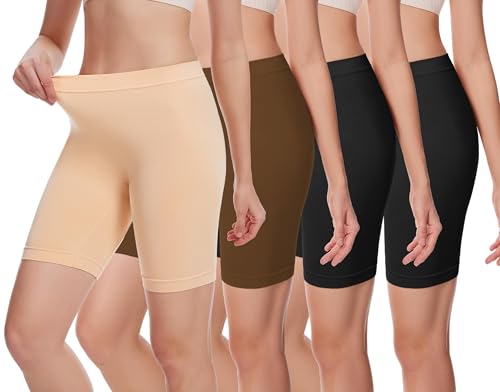 HBselect 4er Damen Kurze Leggings Radlerhose Blickdicht Sporthose Jogginghose Baumwolle für Yoga Joggen Pilates Fitness D XXL von HBselect