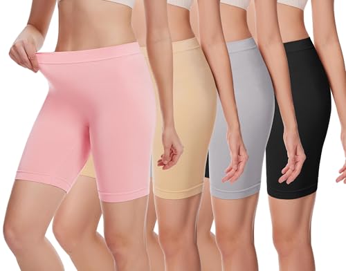 HBselect 4er Damen Kurze Leggings Radlerhose Blickdicht Sporthose Jogginghose Baumwolle für Yoga Joggen Pilates Fitness E XXL von HBselect