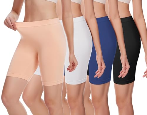 HBselect 4er Damen Kurze Leggings Radlerhose Blickdicht Sporthose Jogginghose Baumwolle für Yoga Joggen Pilates Fitness von HBselect