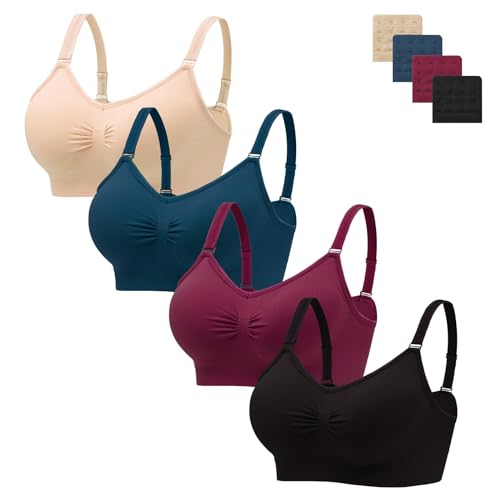 HBselect 4er Pack Gepolsterte BHS ohne Bügel Damen Rückenfrei Nahtlose Bralettes Bügelloser T-Shirt BHS Sports Bra Yoga Bustier für Frauen Mädchen von HBselect