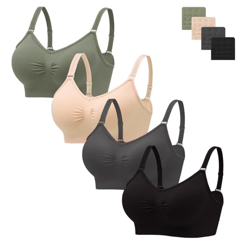 HBselect 4er Pack Gepolsterte BHS ohne Bügel Damen Rückenfrei Nahtlose Bralettes Bügelloser T-Shirt BHS Sports Bra Yoga Bustier für Frauen Mädchen von HBselect