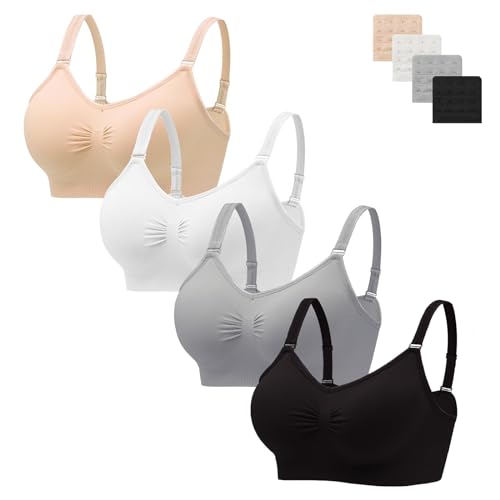 HBselect 4er Pack Gepolsterte BHS ohne Bügel Damen Rückenfrei Nahtlose Bralettes Bügelloser T-Shirt BHS Sports Bra Yoga Bustier für Frauen Mädchen von HBselect