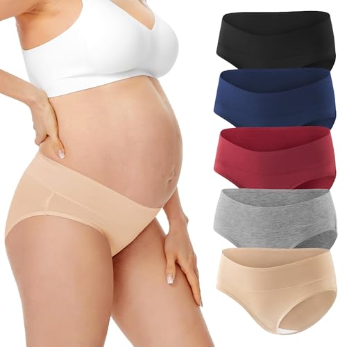 HBselect 5er Unterhosen für Schwangere Umstandsmode Hösschen Damen Unterwäsche aus Baumwolle Schwangerschaft Postpartum Slip Grundfarbe M von HBselect