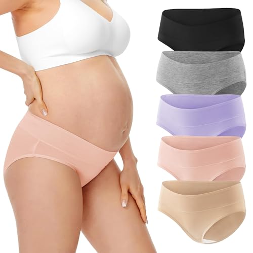 HBselect 5er Unterhosen für Schwangere Umstandsmode Hösschen Damen Unterwäsche aus Baumwolle Schwangerschaft Postpartum Slip Täglich L von HBselect