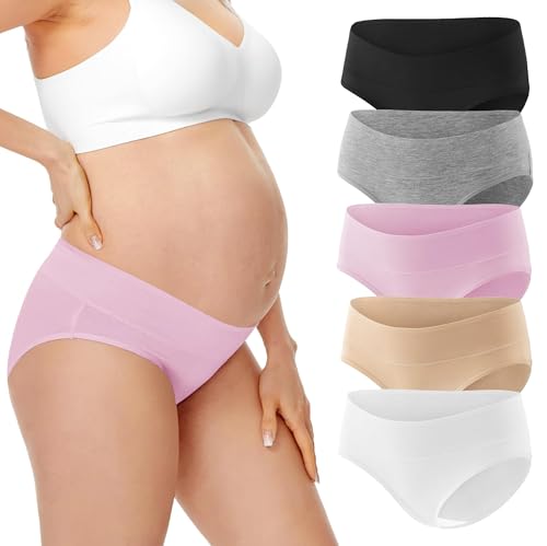 HBselect 5er Unterhosen für Schwangere Umstandsmode Hösschen Damen Unterwäsche aus Baumwolle Schwangerschaft Postpartum Slip von HBselect