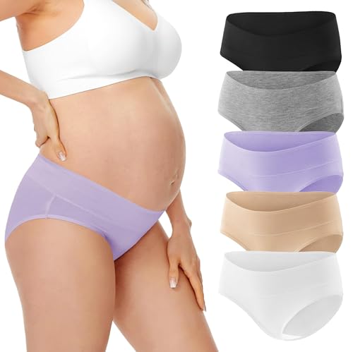 HBselect 5er Unterhosen für Schwangere Umstandsmode Hösschen Damen Unterwäsche aus Baumwolle Schwangerschaft Postpartum Slip von HBselect