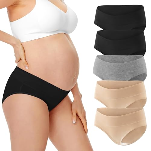 HBselect 5er Unterhosen für Schwangere Umstandsmode Hösschen Damen Unterwäsche aus Baumwolle Schwangerschaft Postpartum Slip von HBselect