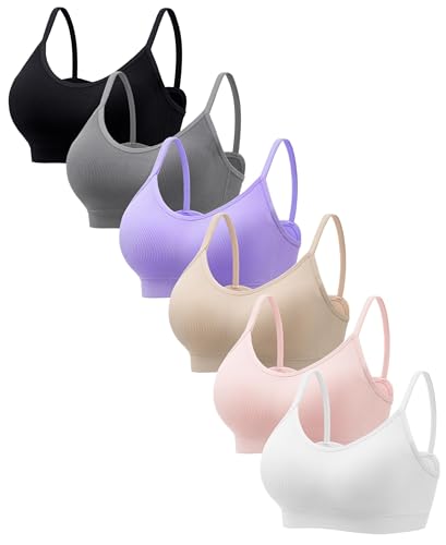 HBselect 6er Pack Gepolsterte BHS ohne Bügel Damen Rückenfrei Nahtlose Bralettes Bügelloser T-Shirt BHS Sports Bra Yoga Bustier für Frauen Mädchen XXL C von HBselect