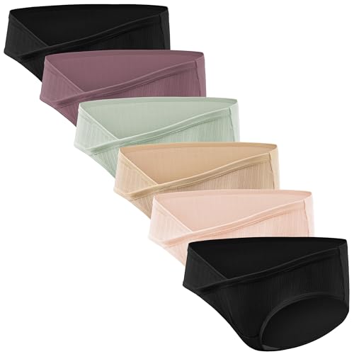 HBselect 6er Unterhosen für Schwangere Umstandsmode Hösschen Damen Unterwäsche aus Baumwolle Schwangerschaft Postpartum Slip von HBselect