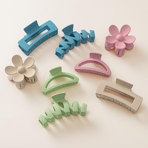 HBselect 8 Stk. Haarklammer Haarspangen Hairclips Blume Kralle Clips für dickes Haar, rutschfeste Haarzubehör mit Multi-Styles, neutrale Farben Haarklaue Clips und Variety Pack, ideal für Mädchen von HBselect