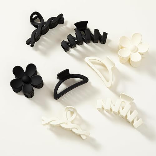HBselect 8 Stk. Haarklammer Haarspangen Hairclips Blume Kralle Clips für dickes Haar, rutschfeste Haarzubehör mit Multi-Styles, neutrale Farben Haarklaue Clips und Variety Pack, ideal für Mädchen von HBselect