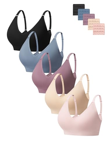 HBselect BHS Damen ohne Bügel Damen V-Ausschnitt Nahtlos Komfort Gepolstert Bustier weicher BHS Bequemer T-Shirt Soft Bra B XXL von HBselect