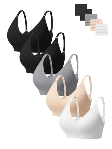 HBselect BHS Damen ohne Bügel Damen V-Ausschnitt Nahtlos Komfort Gepolstert Bustier weicher BHS Bequemer T-Shirt Soft Bra C M von HBselect