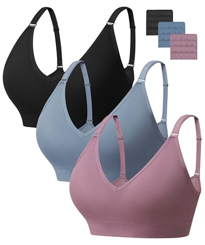 HBselect BHS Damen ohne Bügel Damen V-Ausschnitt Nahtlos Komfort Gepolstert Bustier weicher BHS Bequemer T-Shirt Soft Bra F L von HBselect