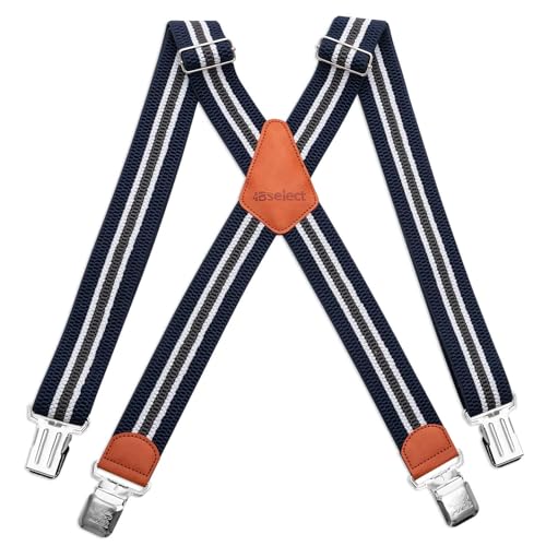 HBselect Hosenträger Herren mit 4 starken Clips 4 cm breit X-formoig elastisch einstellbar Länge für Damen Buro von HBselect