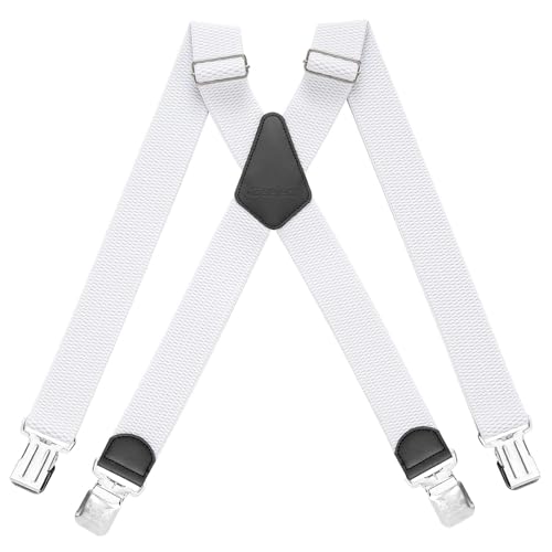 HBselect Hosenträger Herren mit 4 starken Clips 4 cm breit X-formoig elastisch einstellbar Länge für Damen Buro von HBselect