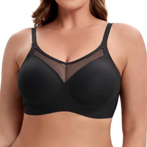 HBselect Nahtloser BH Damen Ohne Bügel Spitzen BHS V-Ausschnitt Bralette Weicher Push-Up BH Gepolstert Klassische Bustier T-Shirts BH Seamless Bra mit Zusätzlicher BH-Verlängerung von HBselect