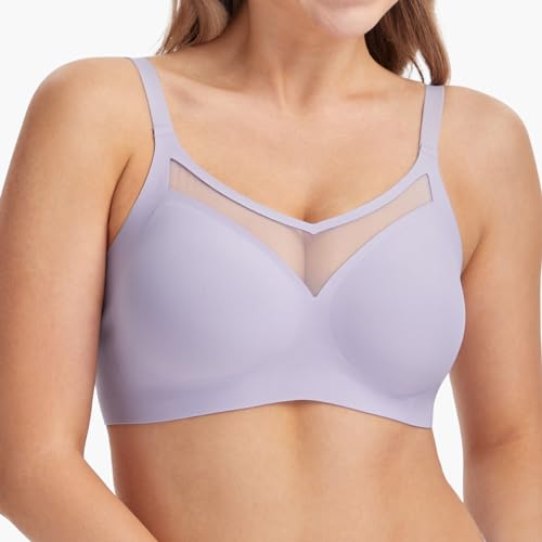 HBselect Nahtloser BH Damen Ohne Bügel Spitzen BHS V-Ausschnitt Bralette Weicher Push-Up BH Gepolstert Klassische Bustier T-Shirts BH Seamless Bra mit Zusätzlicher BH-Verlängerung von HBselect