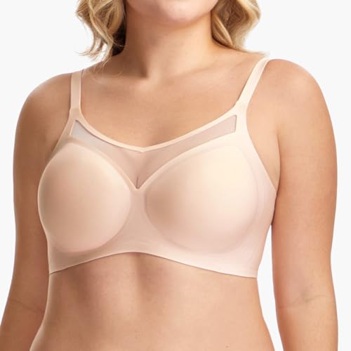 HBselect Nahtloser BH Damen Ohne Bügel Spitzen BHS V-Ausschnitt Bralette Weicher Push-Up BH Gepolstert Klassische Bustier T-Shirts BH Seamless Bra mit Zusätzlicher BH-Verlängerung von HBselect