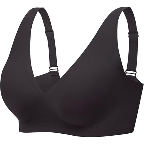 HBselect Nahtloser BH Damen Ohne Bügel V-Ausschnitt Bralette Weicher Push-Up BH Gepolstert Klassische Bustier T-Shirts BH Seamless Bra mit Zusätzlicher BH-Verlängerung von HBselect