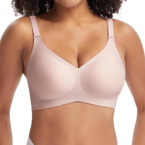 HBselect Nahtloser Minimizer BH Damen Ohne Bügel Push Up V-Ausschnitt Bralette Damen BHS Atmungsaktiver Und Ultrakomfortabler T Shirt Bra mit zusätzlicher BH-Verlängerung von HBselect