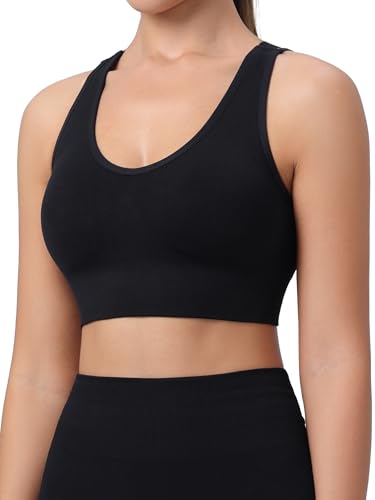 HBselect Sport BH Damen Starker Halt Träger Gekreuzt Rücken Große für Fitness Lauf Yoga Gepolstert Bustier Cross Back Push up BH M Schwarz von HBselect